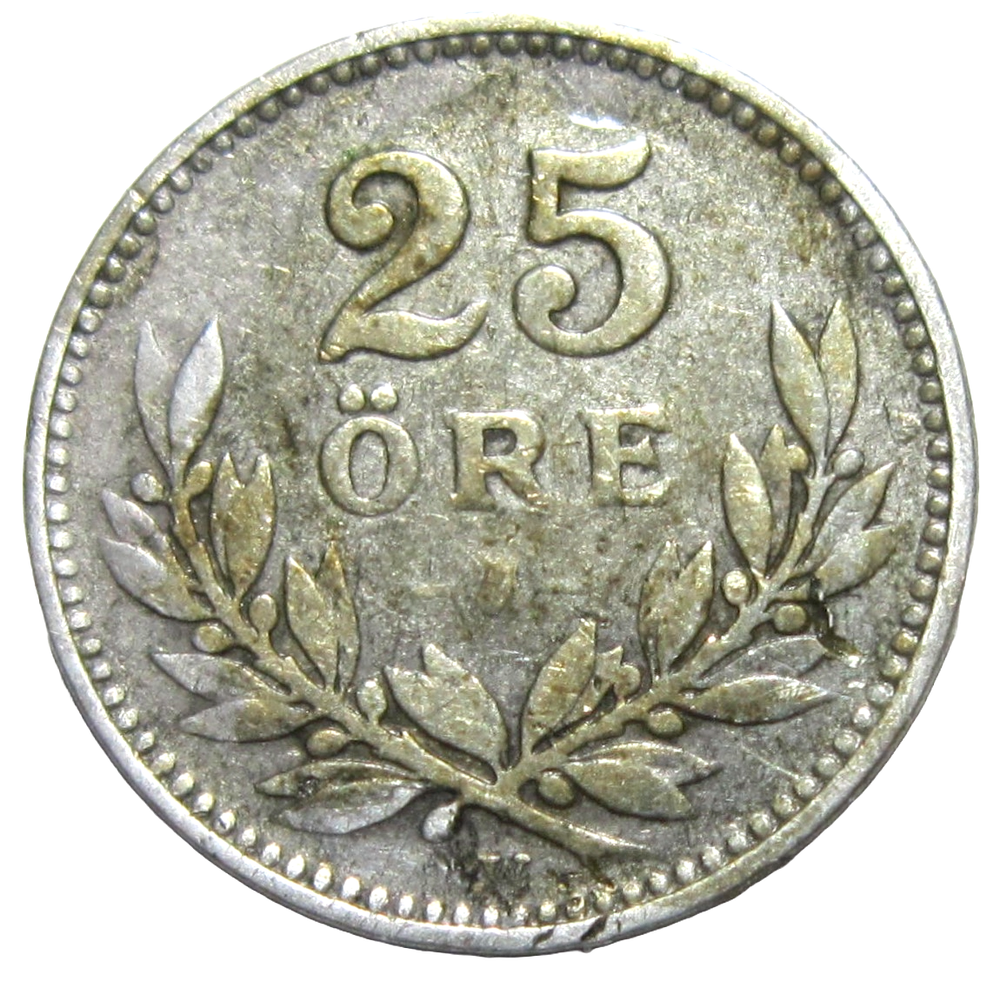 SWEDEN, SILVER 25 ORE, 1919.