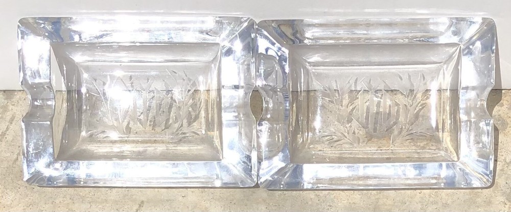 Pair(2) Mid Century Etched Initial JYD Ashtrays