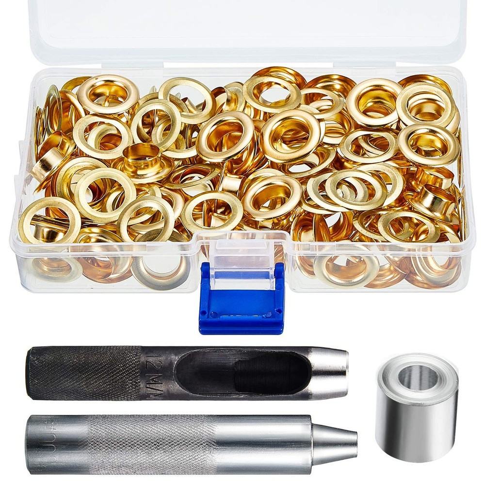 100 Sets Grommet Eyelets Tool Kit Grommet Setting Tool and Eyelets with Setti...