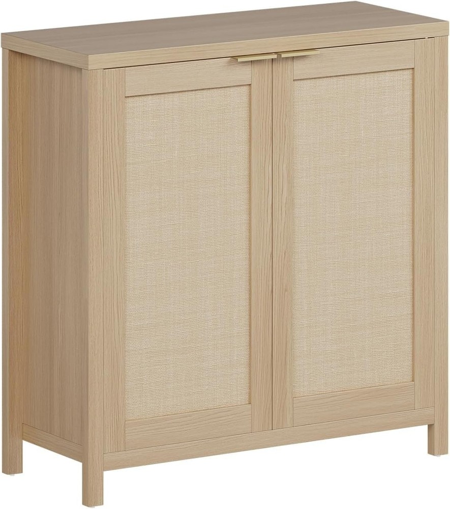 Rattan Sideboard Buffet Cabinet W/ Large Storage & Adjustable Shelves Boho