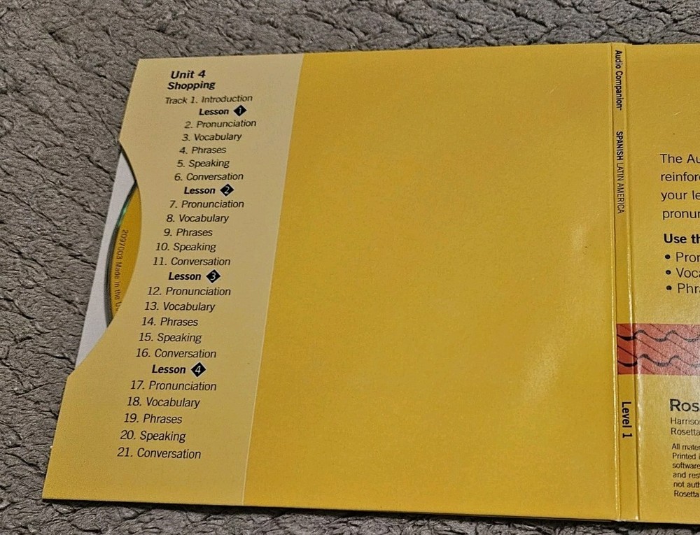 Rossetta Stone Spanish Level 1 CD Set Tested Plays