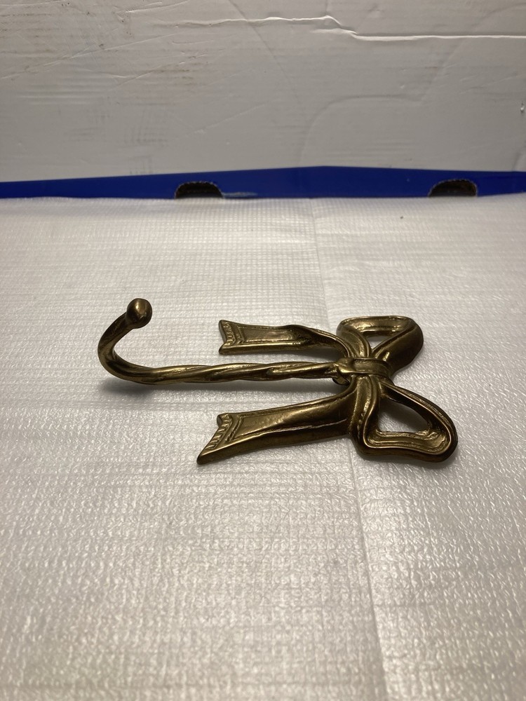 Vintage Solid Brass Bow Wall Hook 4 1/2in X 3 1/8in
