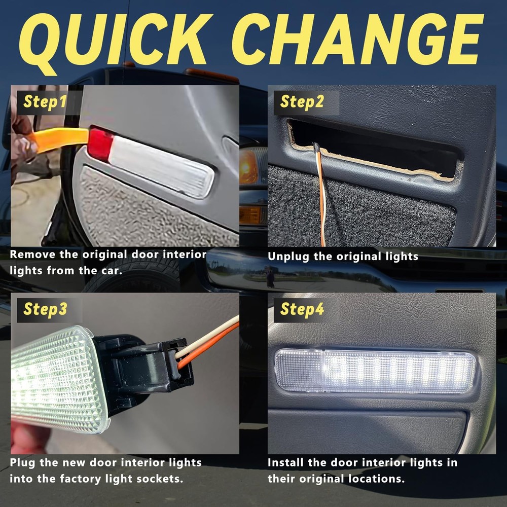 TXRXIZ 2PCS Interior Door Panel Courtesy Lights Compatible with 2pcs, White