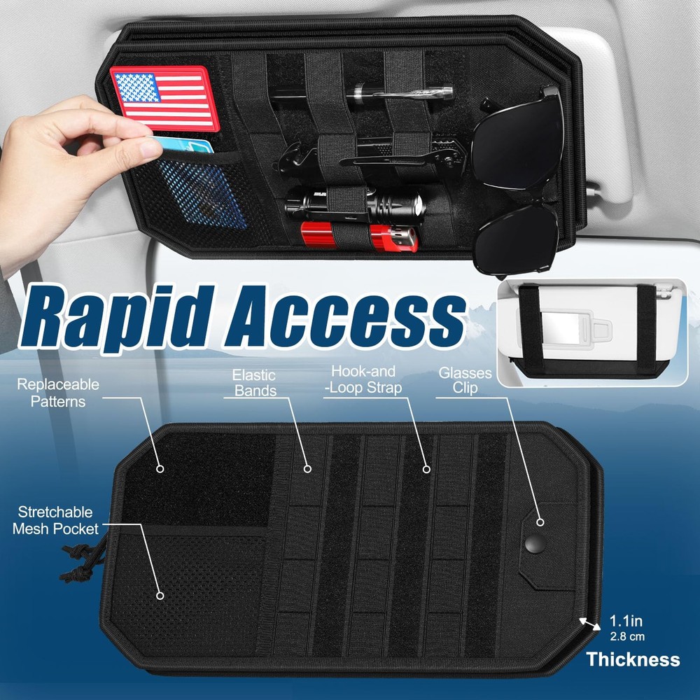 Car Sun Visor Organizer with MultiPocket Storage for Universal Vehicles