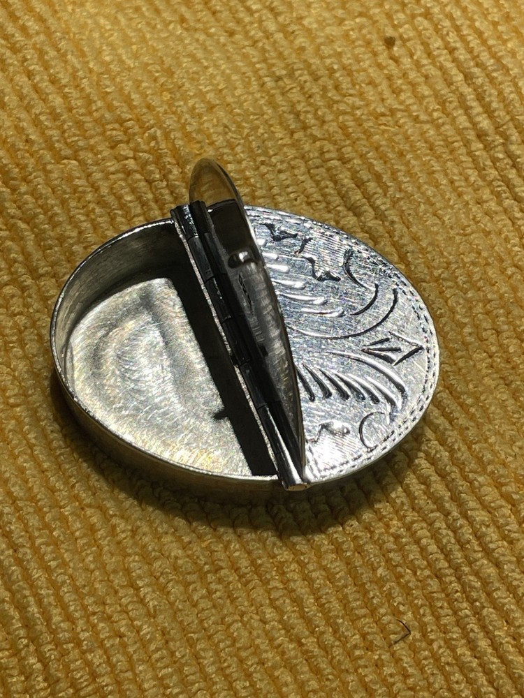 Vintage Sterling Silver Pill Box /holder Hinged