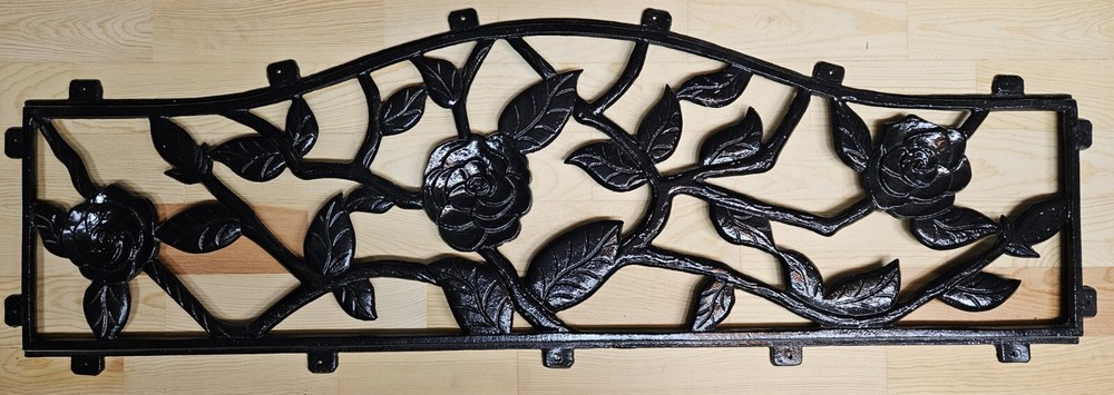 Antique Cast Iron Park Bench Back Roses