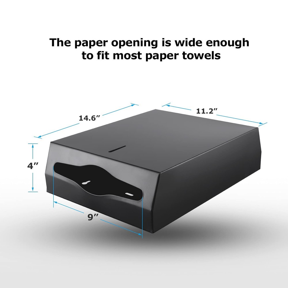 Matte Black Paper Towel Dispenser Wall-Mount Touchless C-Fold Lockable