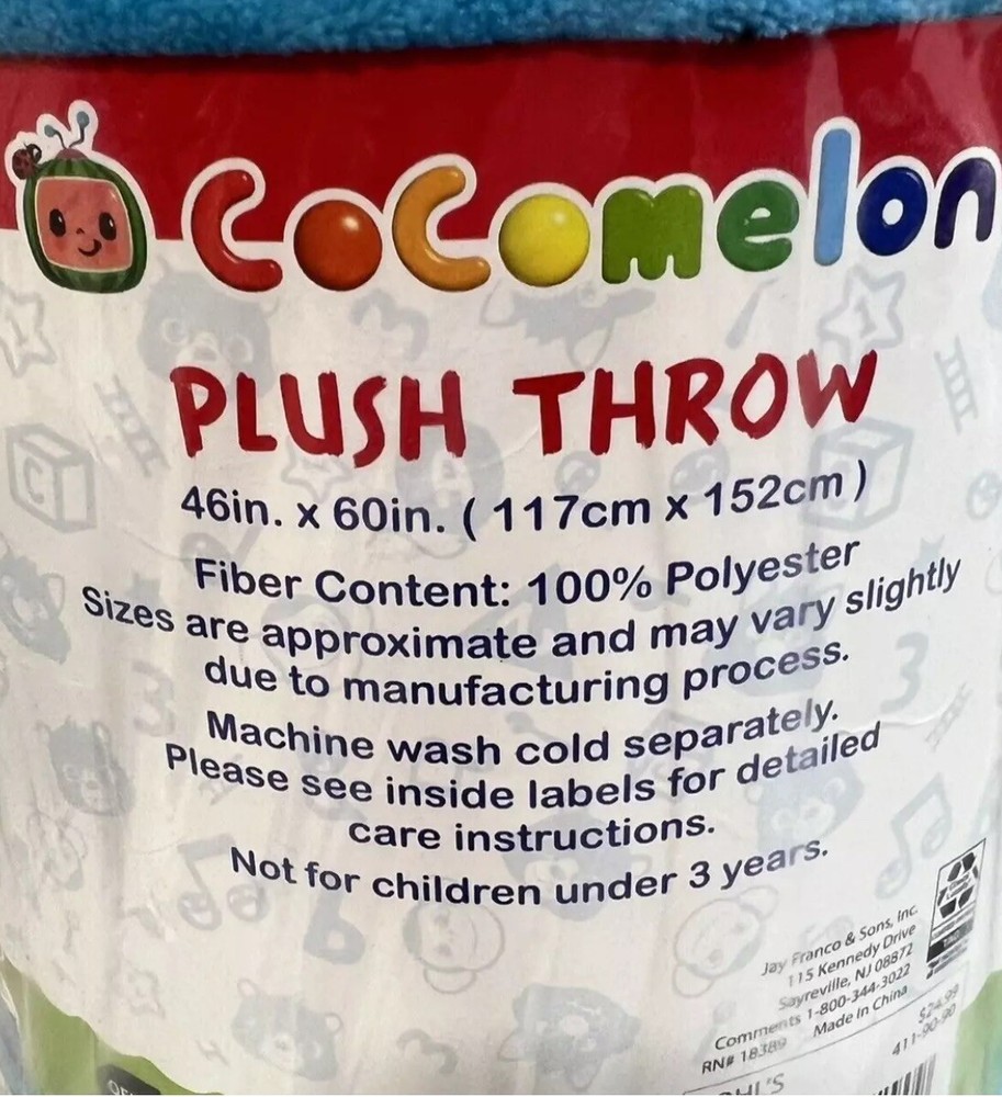Cocomelon Super Soft Plush Throw 46" x 60" Retails @ $25