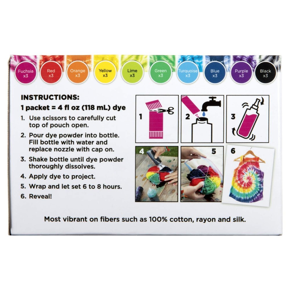 One-Step Tie-Dye Kit Refills, Rainbow Tie Dye, Multicolor, 30 Pack
