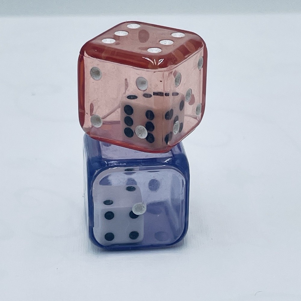 Vintage 🎲 Miniature Micro Mini Tiny 🎲 DICE Inside PINK PURPLE Clear DICE SET