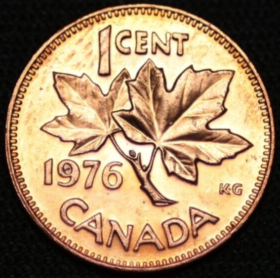 CANADA ~ 1976 ~ 1 Small Cent ~ UNC ~ Foreign Coin ☘️ BLUE - #18 ☘️