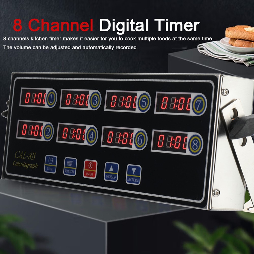8 Channel Digital Kitchen Timer Food Cooking Digital Timer Fry Timer