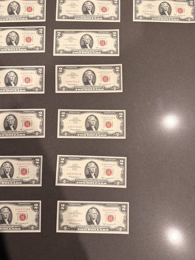 1963 2$ Red Seal Consecutive Order Bills UNCIRCULATED