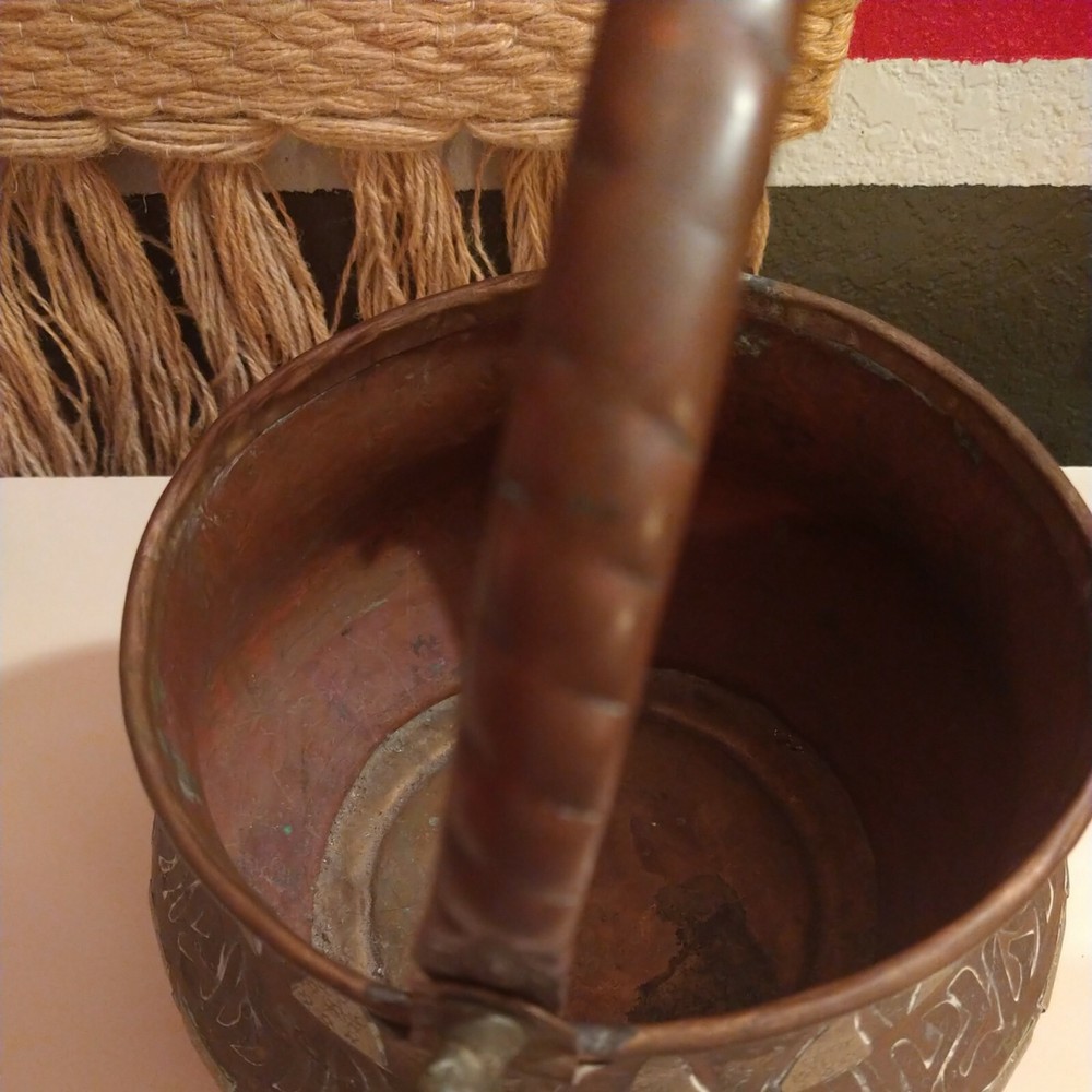 VINTAGE TURKISH HANDCRAFTED COPPER POT/KETTLE CAULDRON FIREPLACE RUSTIC