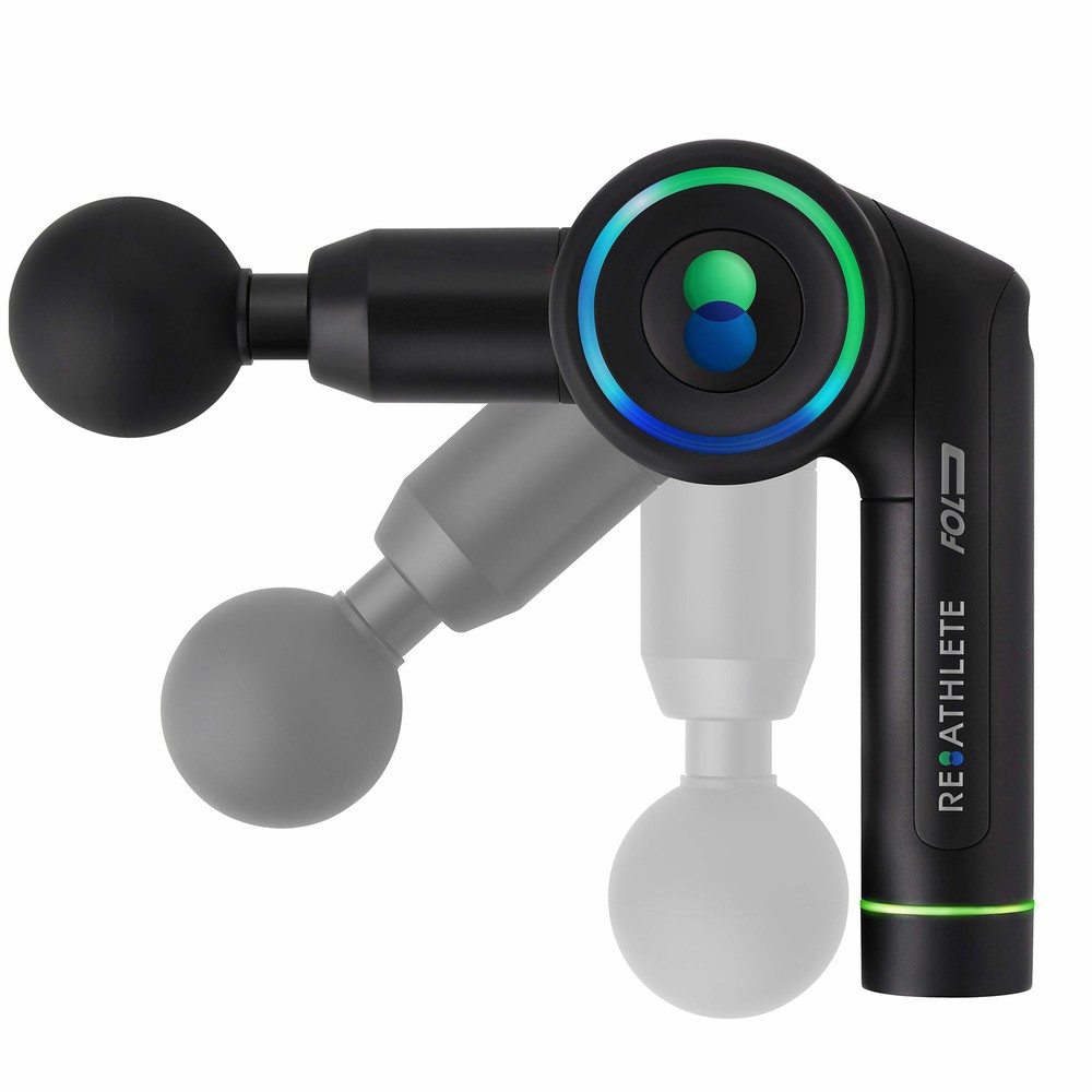 Reathlete FOLD Interchangeable Folding Percussion Massage Therapy Gun, Black