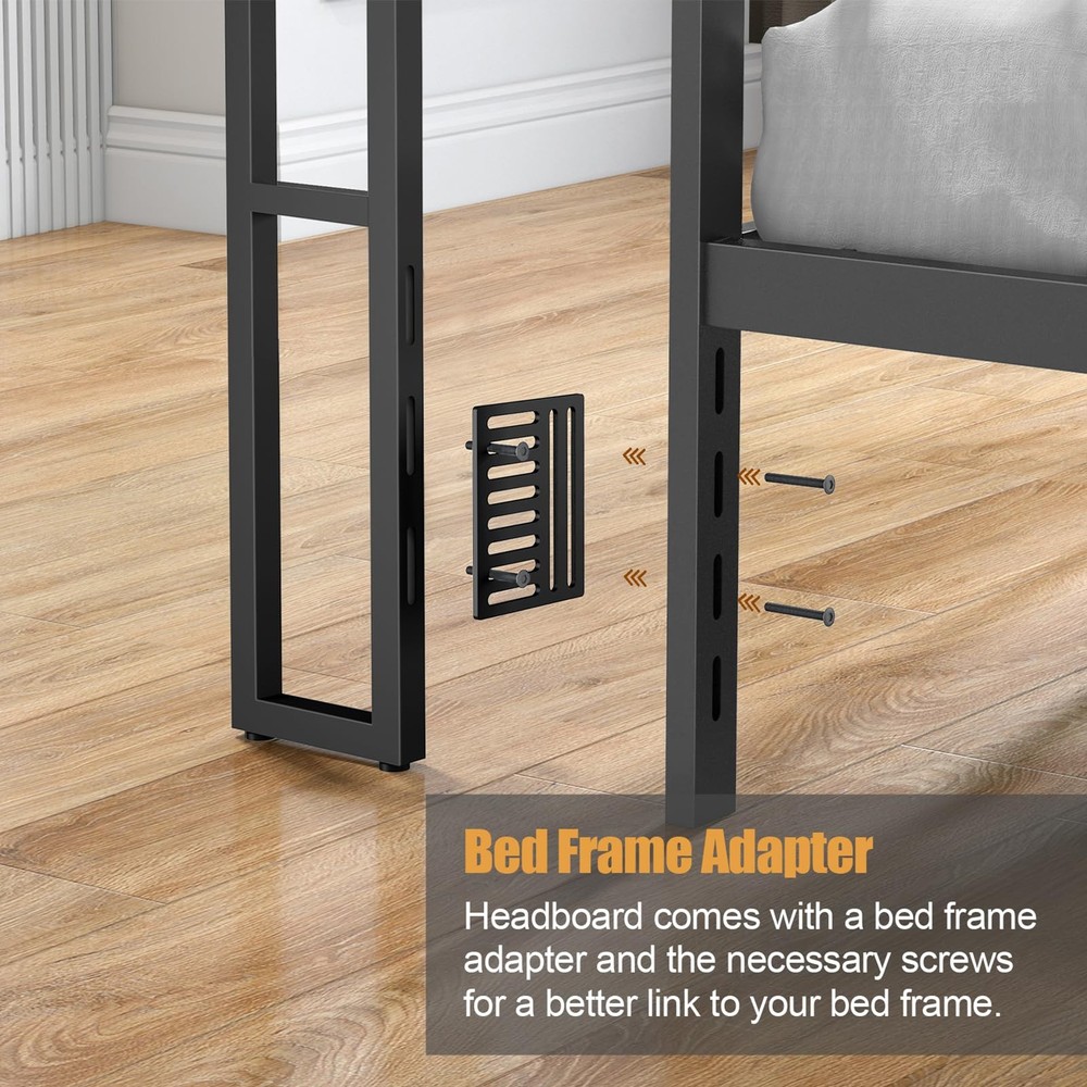 Headboard for Full Size Bed with Charging Station and Light, Full Bed Upholst...