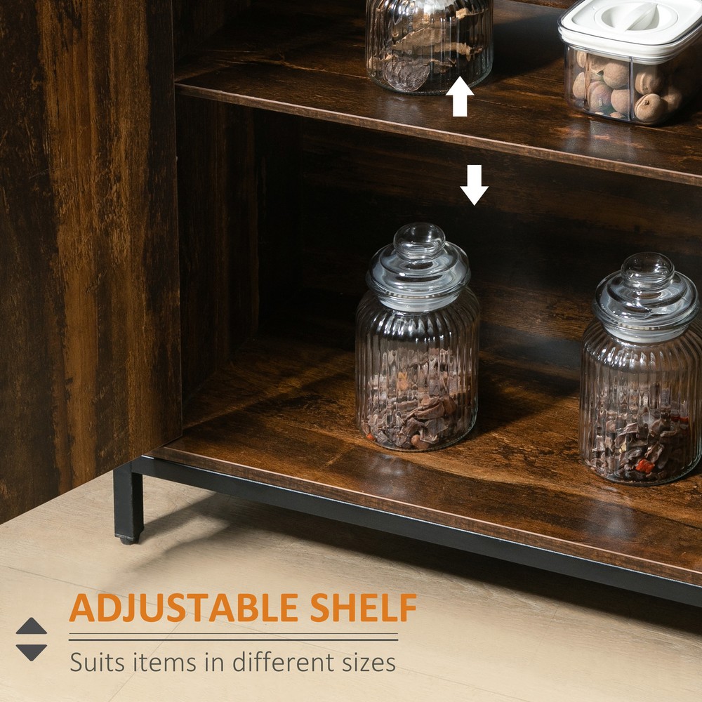 Industrial Sideboard Cabinet with Adjustable Shelves, Rustic Brown