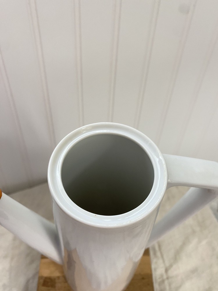 Mid Century Modern White Ceramic Coffee Pot Without Lid