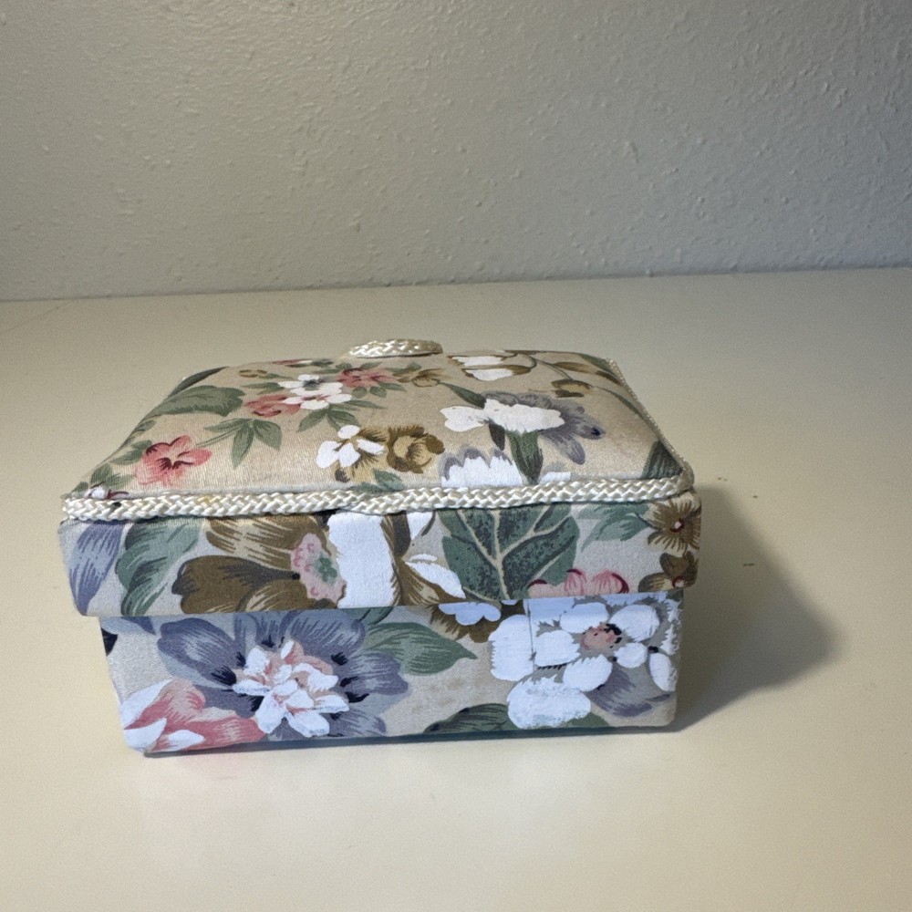 vintage floral cushioned decorated trinket box