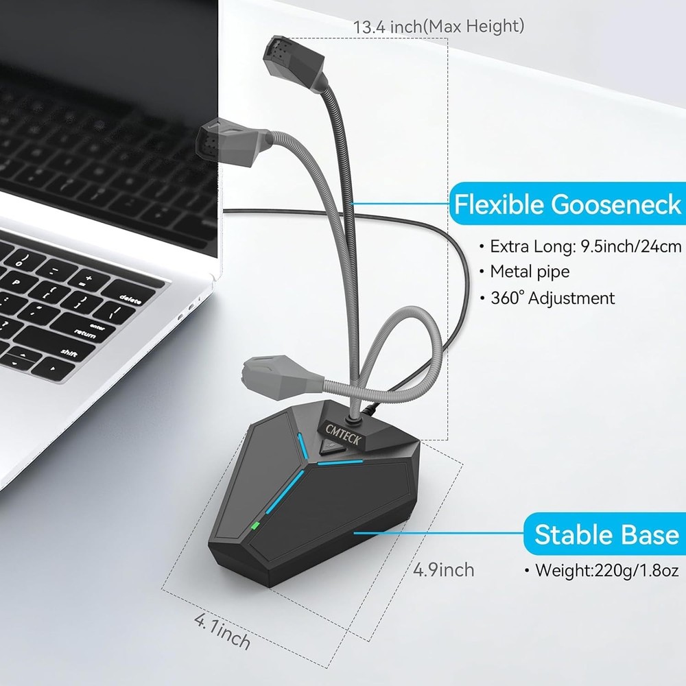 High-Performance USB Desktop Microphone with 6ft Cable - Perfect for Recordings