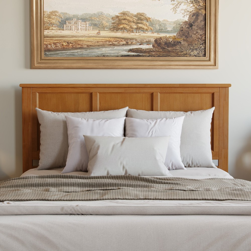 Madison Queen Solid Wood Panel Headboard in Light Toffee