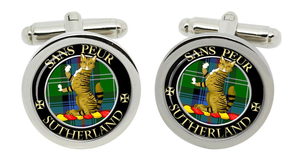 sutherland Scottish Clan Cufflinks in Chrome Box