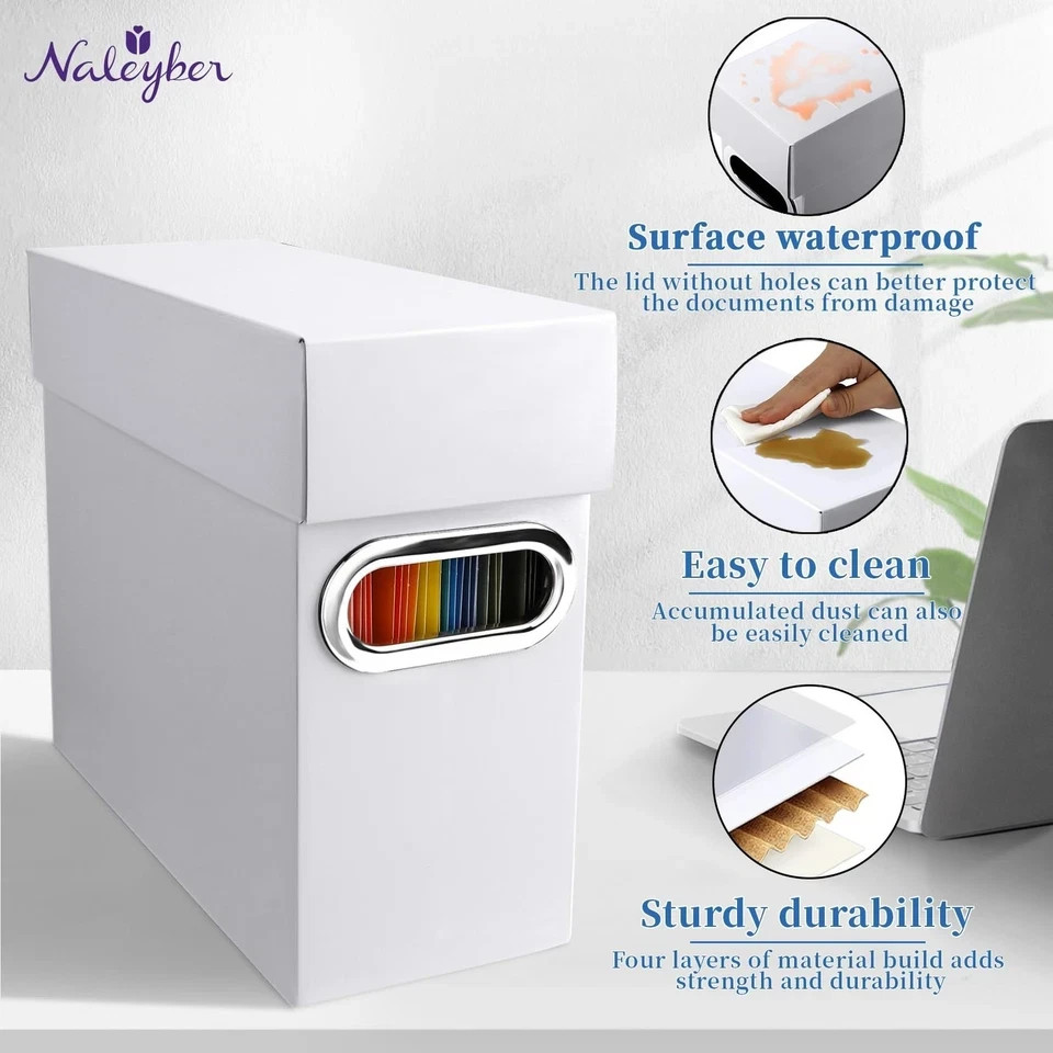 File Organizer Box with Lid & Handle, Thickened Cardboard Hanging File Folder...