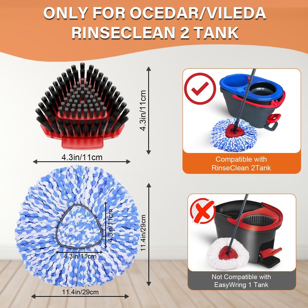 5 Pack Spin Mop Head Replacement for O Cedar RinseClean 2-Tank System,Include...