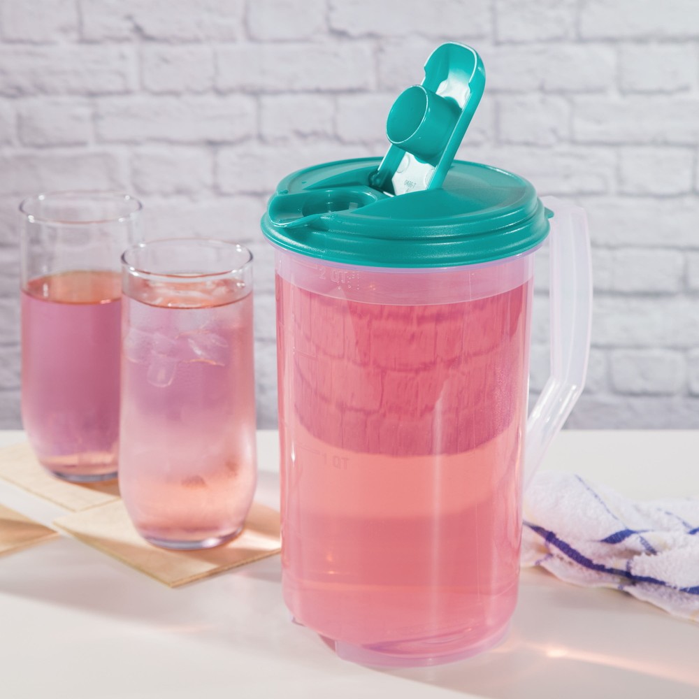 2 Qt. round Pitcher Plastic, Blue Atoll