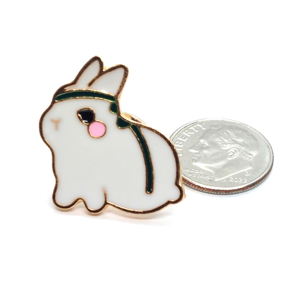 White Bunny Rabbit Pin Lapel Enamel Collectible