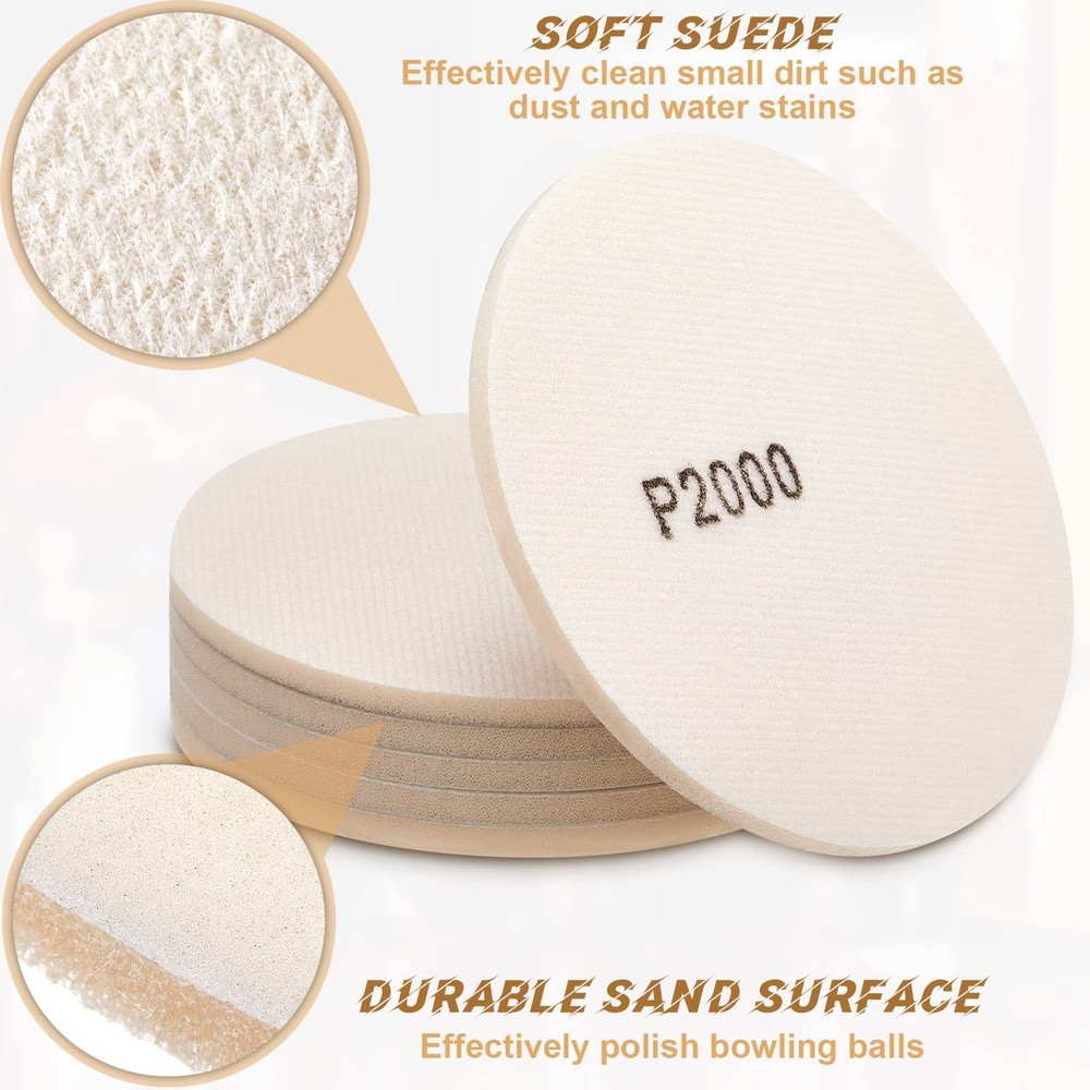 6 Pack Bowling Sanding 5 inch, Colored (sand surface) and White (backing)