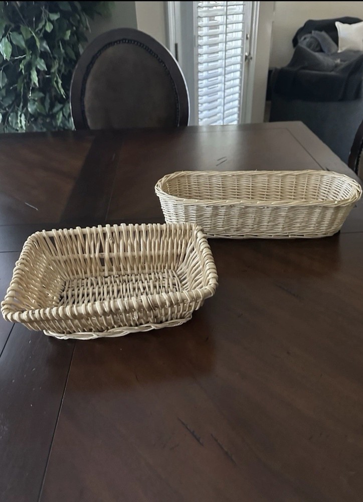 Set of Woven Rectangular Baskets for Home Decor