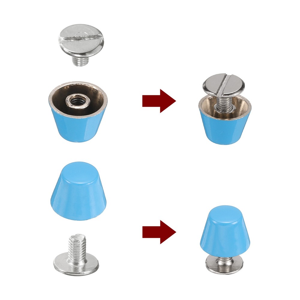 8set Flat Head Stud Spike 10mm Purse Feet Nail Stud Buckle Rivets Tool, Blue