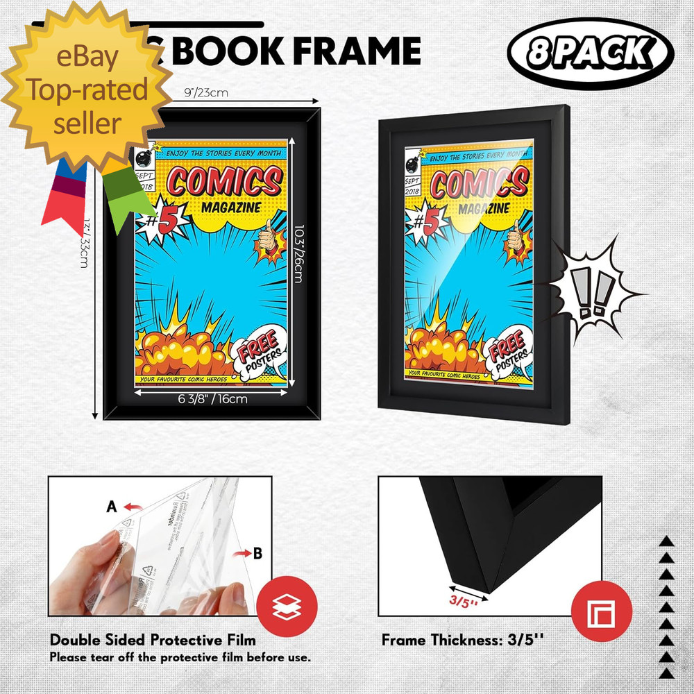 8 Pack Comic Book Frame, UV Protection, Comic Picture Magazine Frames Fits Curre