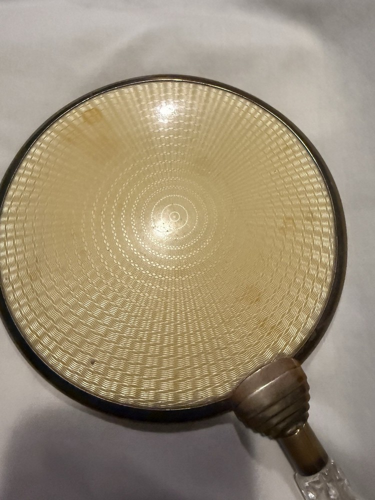 1920 Celluloid Hand Mirror With Crystal Handle
