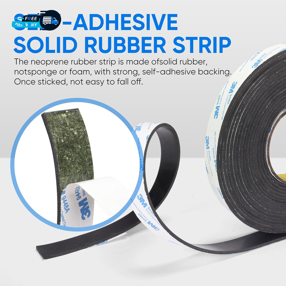 Rubber Strips Solid Rubber Sheets Self Adhesive Neoprene Rolls & Strips for DIY