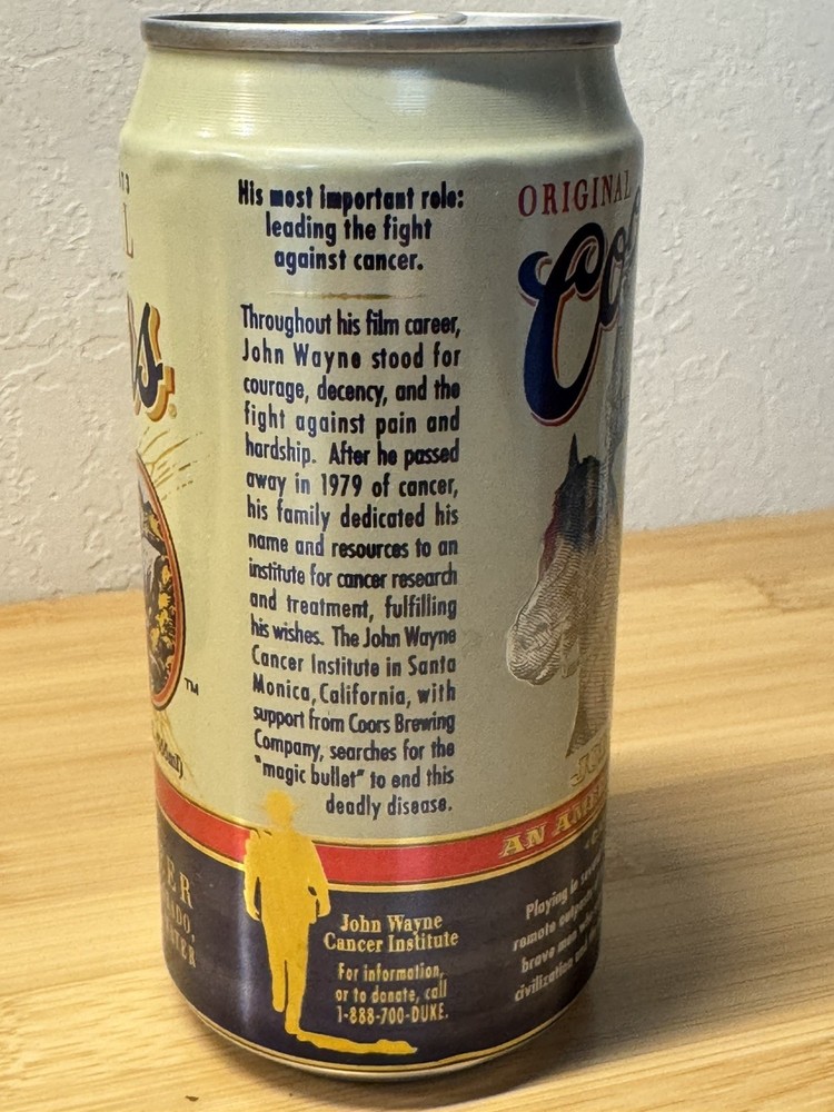 Coors John Wayne - Cavalryman - Empty Beer Can top opened