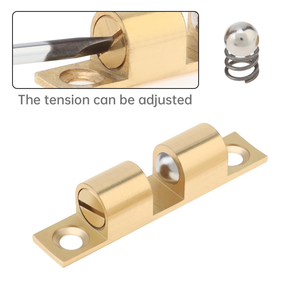 12PCS 48mm Gold Double Ball Tension Roller Catch, Solid Brass, Adjustable