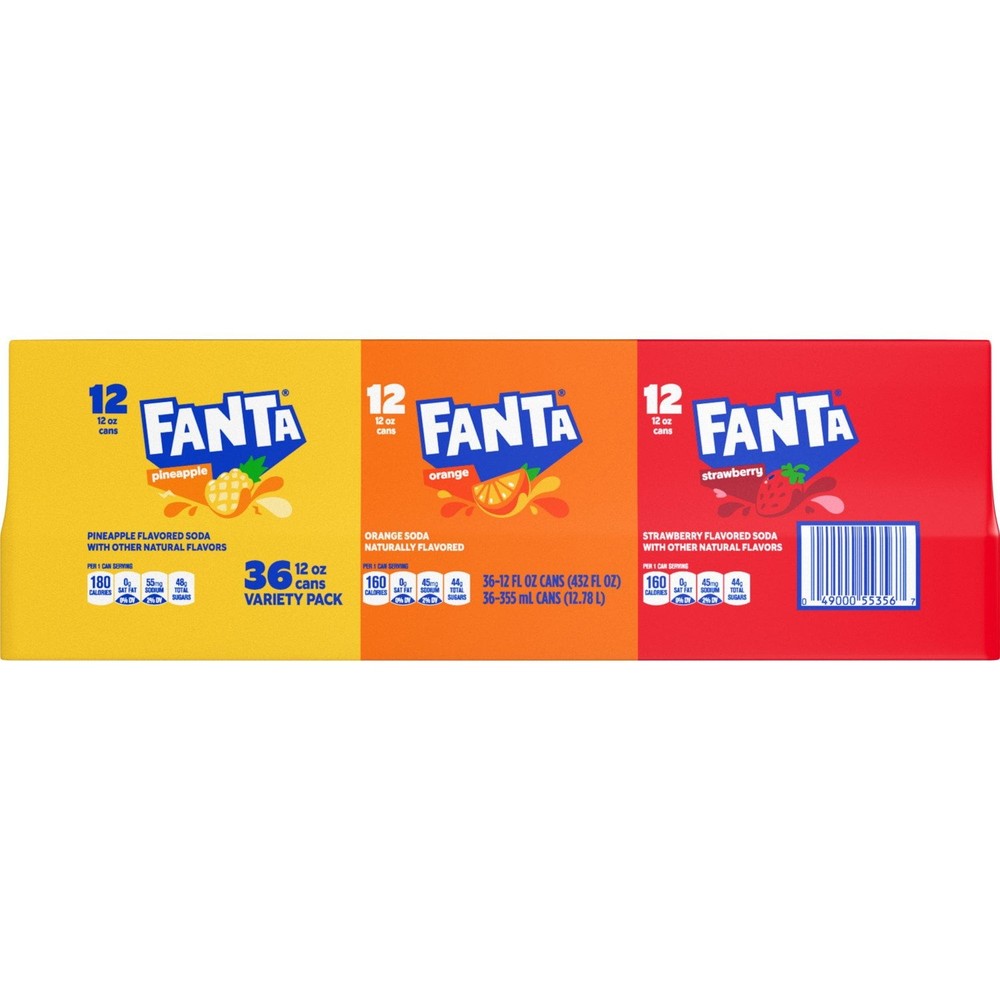 Fanta Variety Pack Soda Cans 12 oz 36 Pack Assorted Flavors Soft Drinks