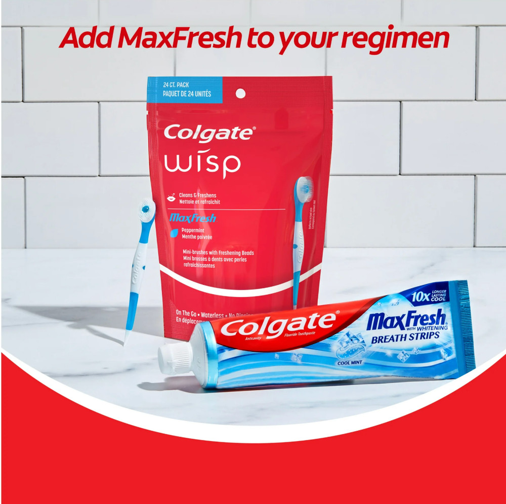 Colgate Max Fresh Wisp Disposable Mini Toothbrush - Peppermint, 24 Count