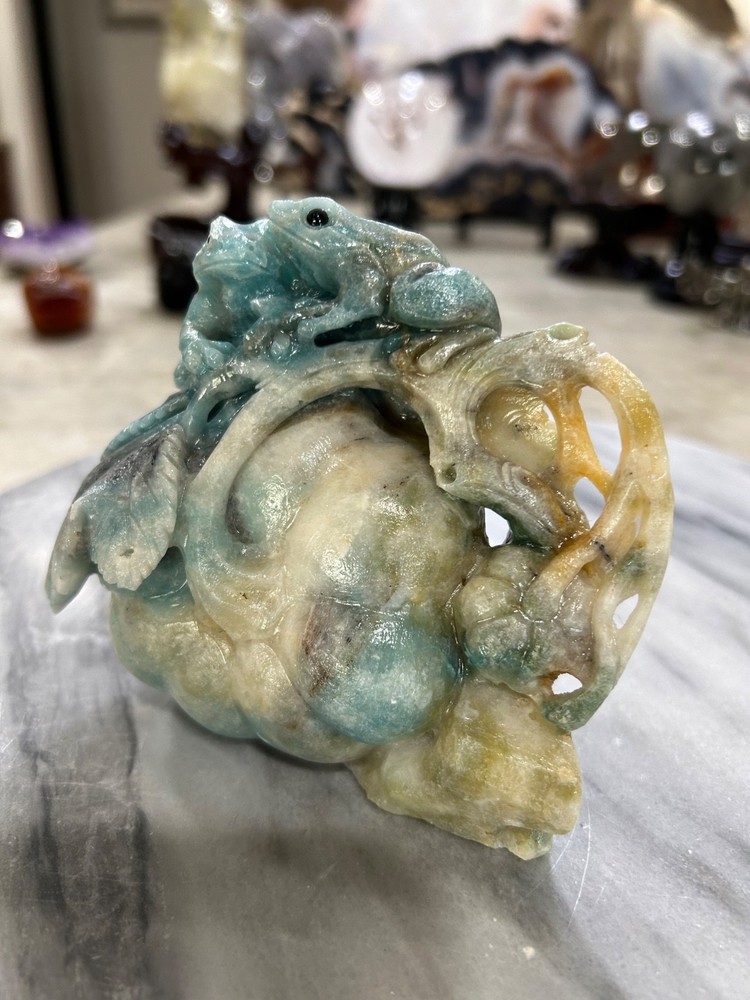 Amazonite Frogs on pumpkin carving