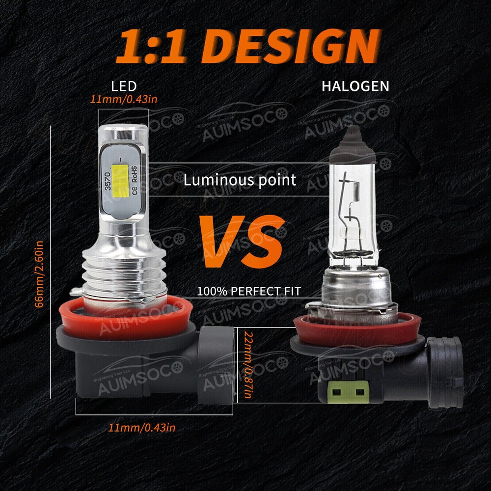 LED Headlight Bulbs Combo Kit 9005 + H11 High Low Beam 6500K White Super Bright