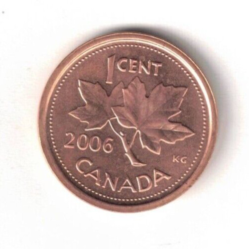 2006 Plain Canada Brilliant Uncirculated QEII & Maple leaf One Cent Coin!