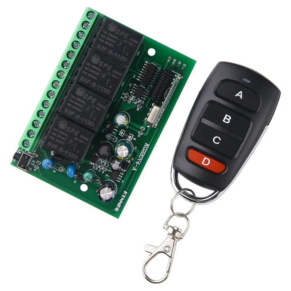 Light Controller Transmitter+Receiver 4 Channel Relay Switch Remote Control