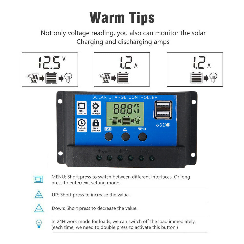 200 Watts Solar Panel Kit 12V 100A Battery Charger with Controller Caravan Boat