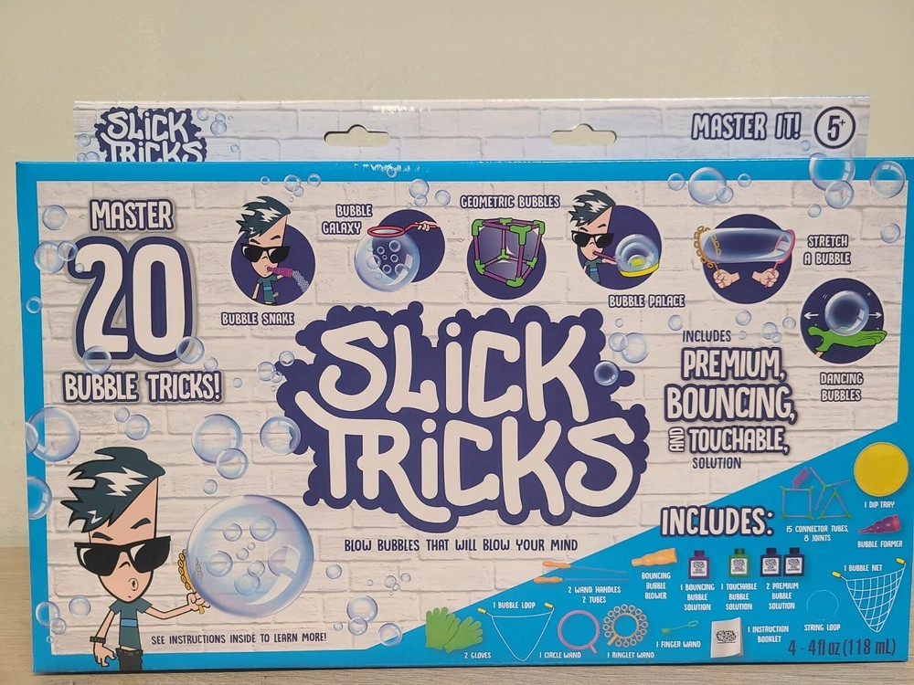 Slick Tricks MAGIC Bubble Kit 20 Bubble Tricks Kids 5+  years Bouncing, Premium