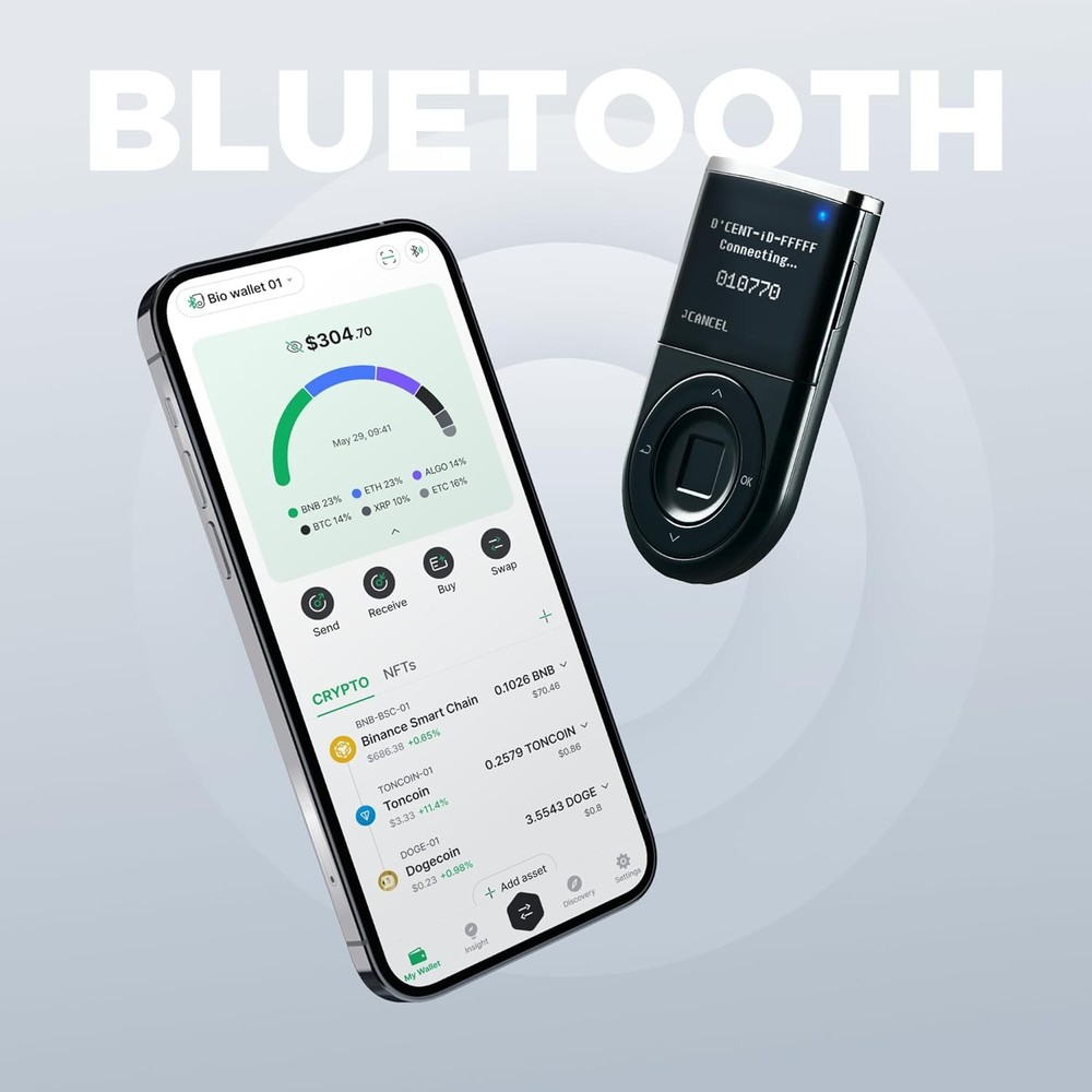 D'CENT Hardware Wallet – Biometric Cold for Crypto with Black