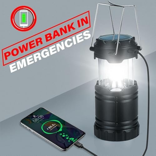 Solar Camping Lantern 4-Pack - Rechargeable LED Lights, Magnetic Base & 4 Pack