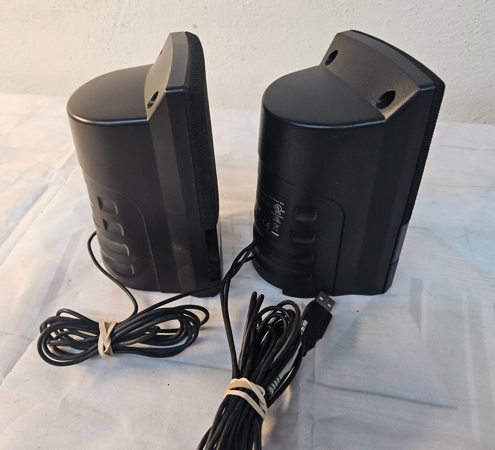 HP UC236 Computer Speakers Black Wired w Adjustable Volume & Tone GREAT