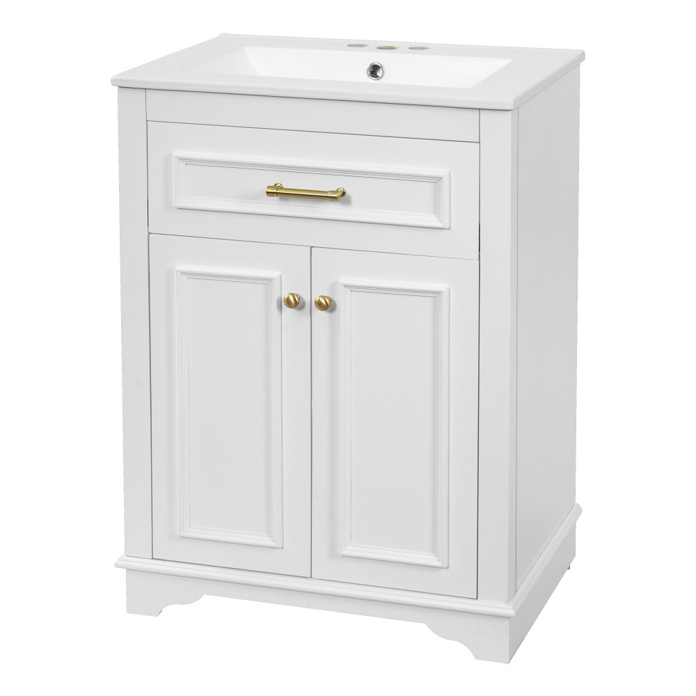 Bathroom Vanity with Ceramic Sink Double Doors Includes 1 Flip-Up Drawer